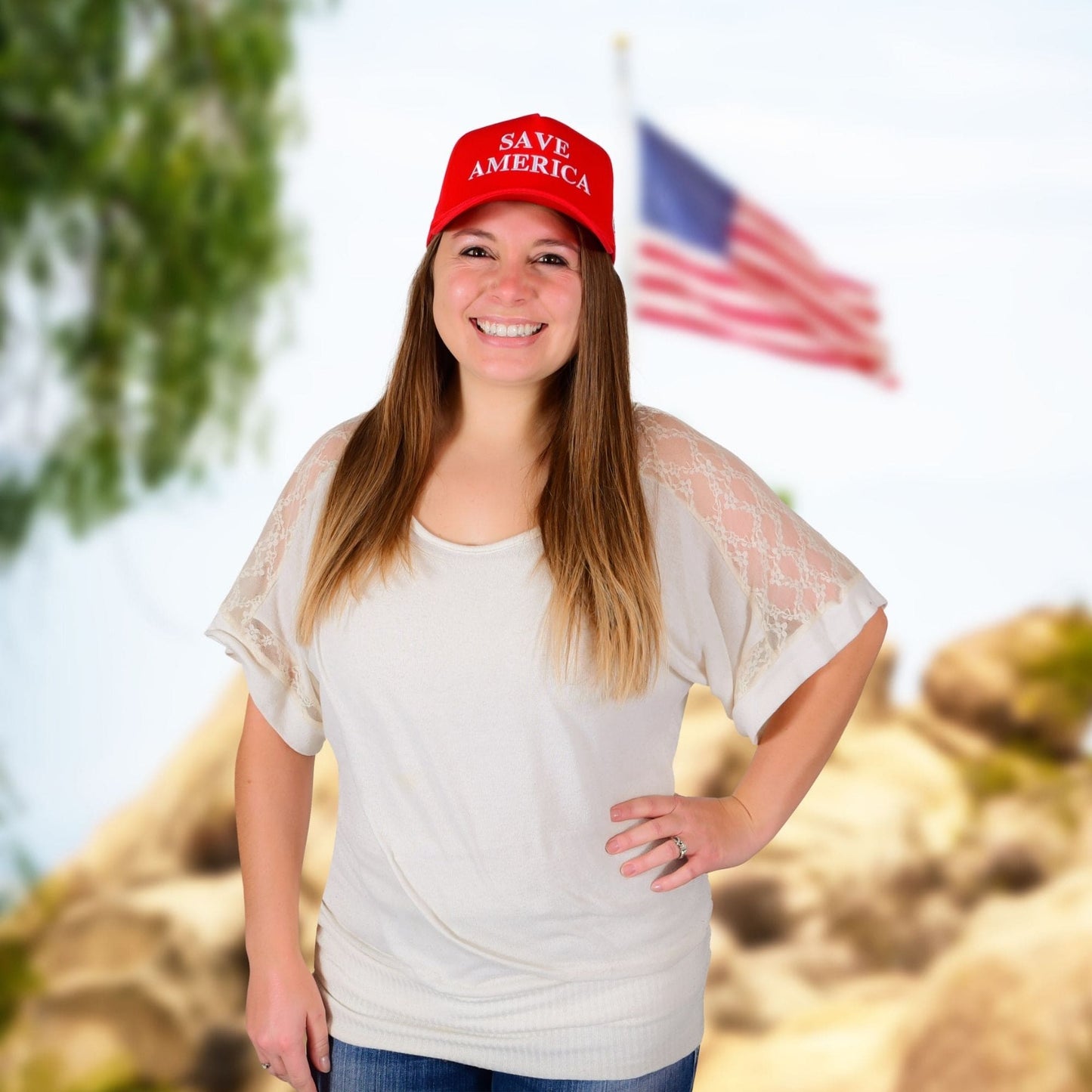 Donald Trump Red Save America Hat for Republicans and President Supporters - 2 Caps - LiberTee Shirts