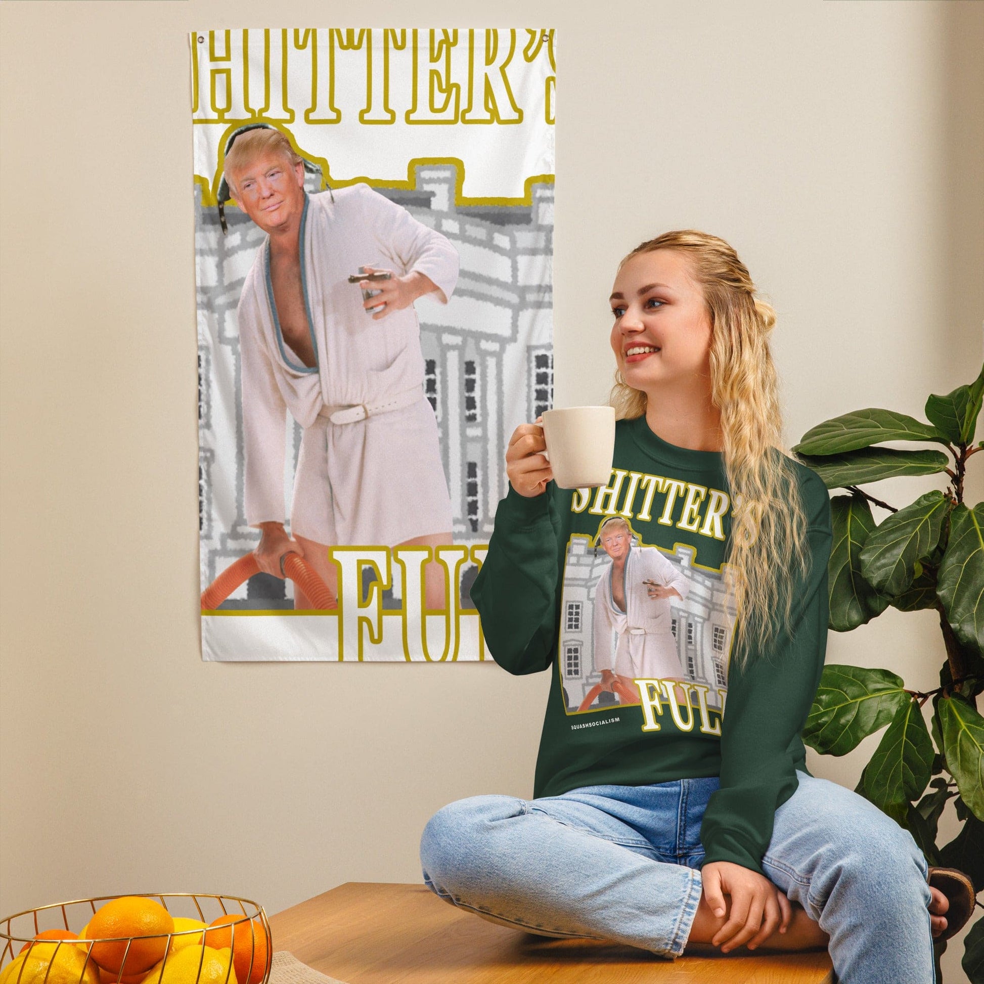 Trump "Shitter's Full" Ugly Christmas Sweater - Green - LiberTee Shirts