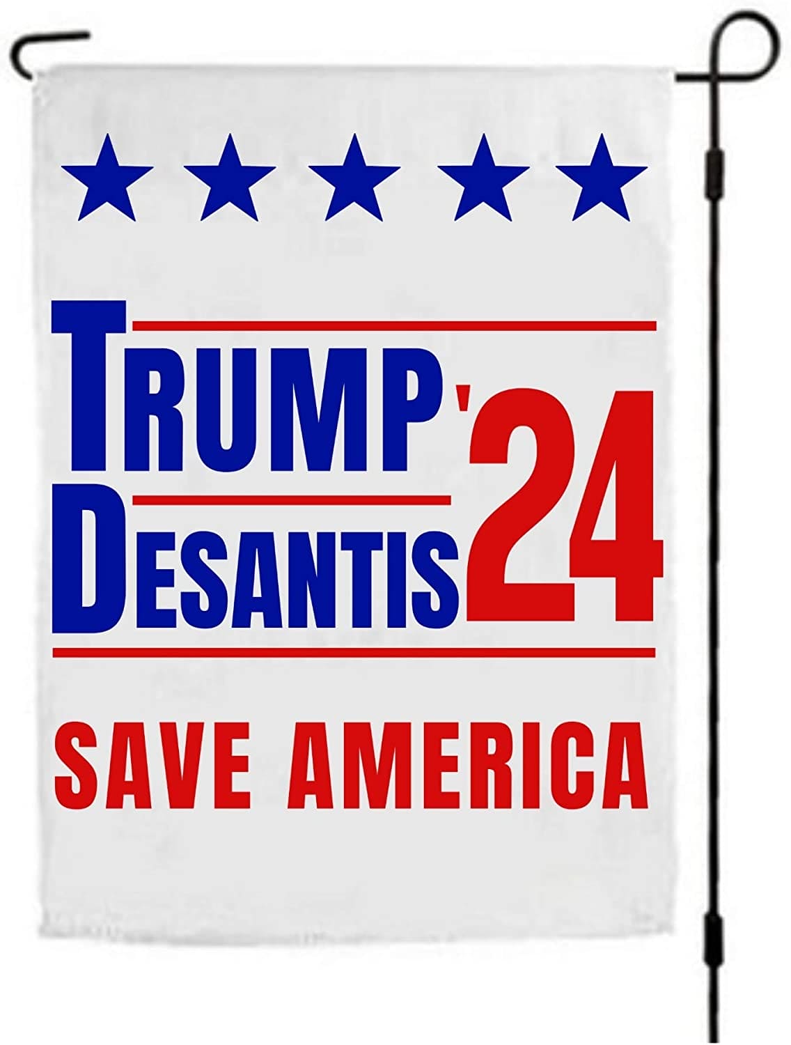 Trump and Desantis '24 Save America Garden Flag | 12"x18" Donald Trump Ron Desantis 2024 Yard Sign - 2 Flags - LiberTee Shirts