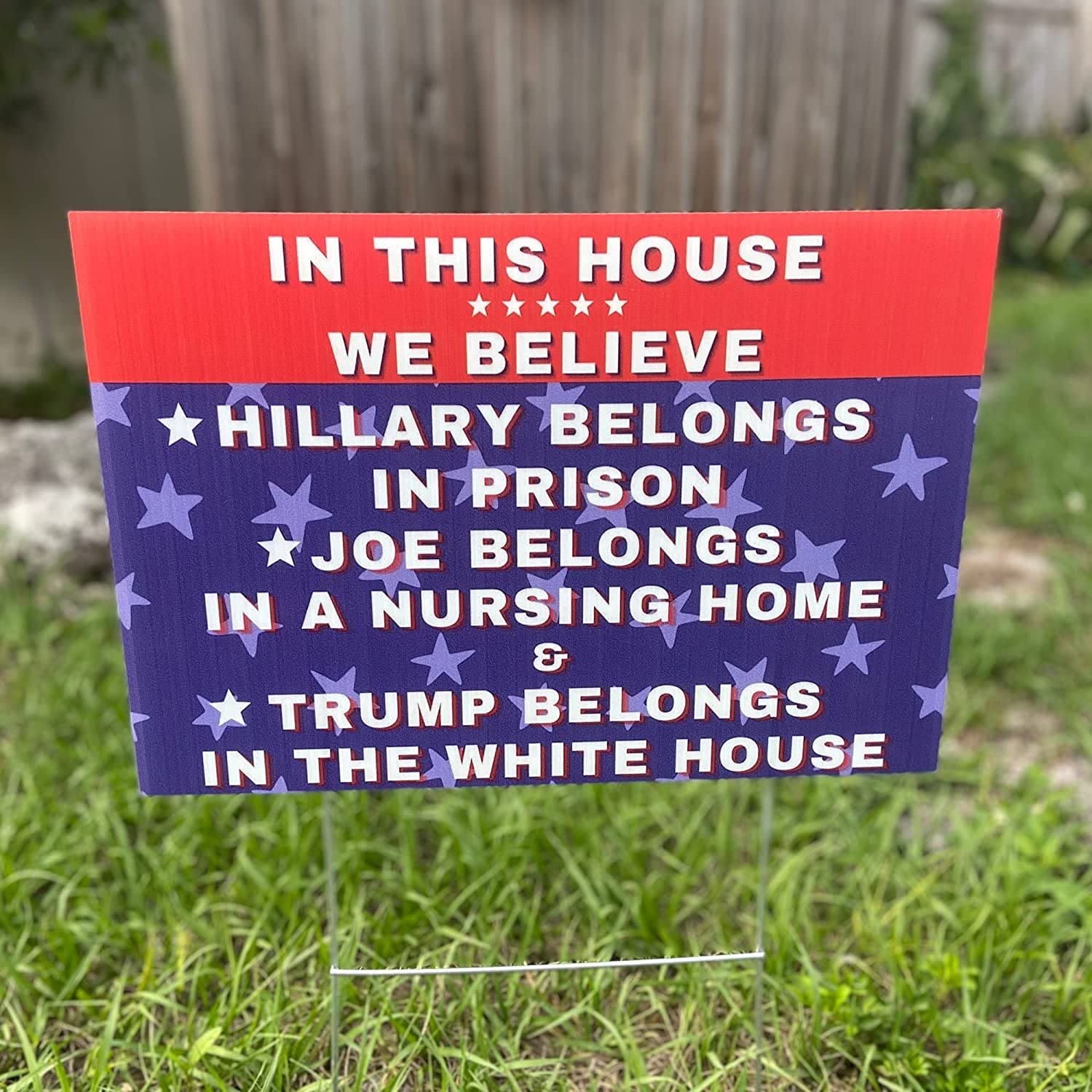 Hillary for Prison - Biden For Nursing Home - Pro Trump 18"x12" Double-Sided Yard Sign - 2 PIECES - LiberTee Shirts