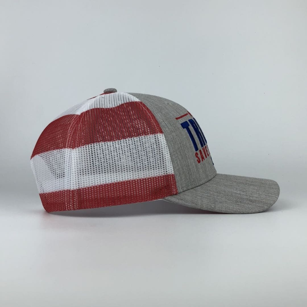 Trump 2024 Save America American Flag Mesh Trucker Hat - LiberTee Shirts