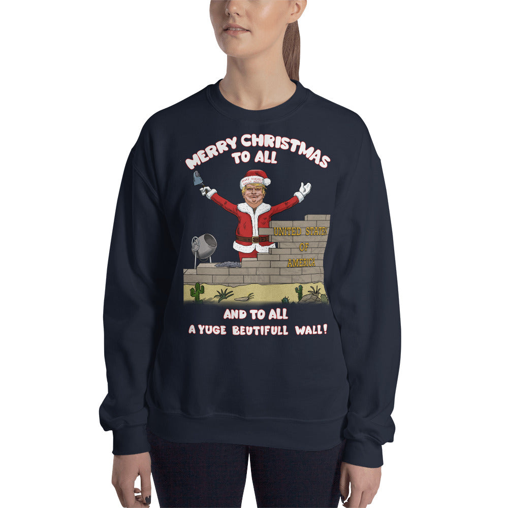 YUGE Wall Trump Christmas Sweater - LiberTee Shirts
