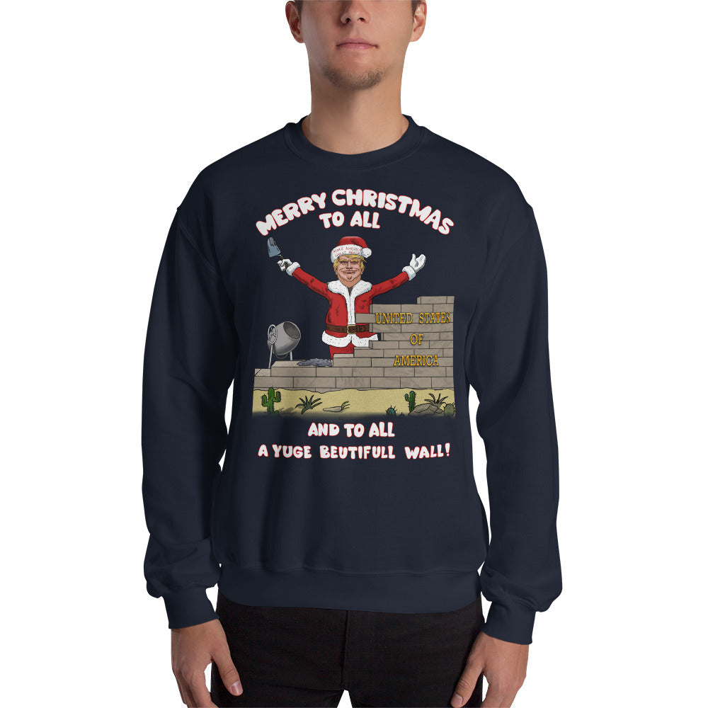 YUGE Wall Trump Christmas Sweater - LiberTee Shirts