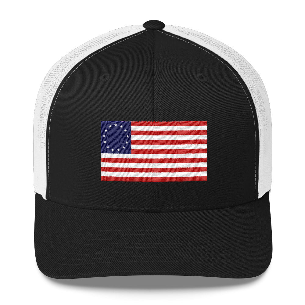 Betsy Ross Flag Trucker Cap 4th of July Hat - LiberTee Shirts