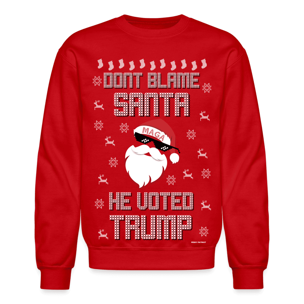 Dont Blame Santa Trump Ugly Sweater SPOD - red